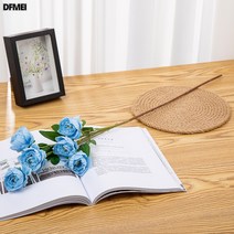 DFMEI 영롱한 모란 견포 7마리 조화 실내 거실 인테리어 소품 귤조화 결혼식 화담 꽃꽂이, 남색 푸른색 청색