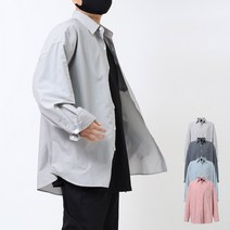 남자 나일론 셔츠 오버핏 체크 롱 남방 빅사이즈 가을 옷 남녀공용 S110