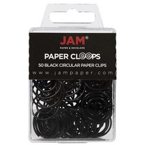 JAM PAPER 원형 종이 클립 - 원형 종이 클립 - 블랙 - 50/팩, Black