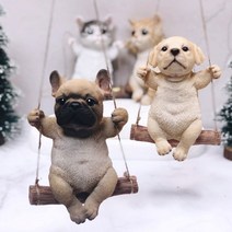 리얼리 그네타는 강아지 고양이 소품 스윙도그 스윙키티 마블 장식인형 장식품 디자인 아이디어 상품, 고양이 브라운