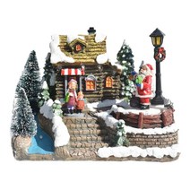 수지 마을 건물 컬렉션의 크리스마스 하우스 장식 유럽용 장식 인형, 16x10.5x14cm, 산타 클로스