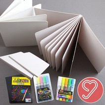 스크랩북 미니북-5P/10P 빅북-3P/5P 북아트 동화 포토북 책만들기 하드보드지, 미니6색사인팬(2세트)