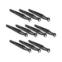 Utoolmart 정밀 핀셋 극세 플라스틱제 선곡선 10개들이 흑색 길이 120mm 수예 털 빼기 정전방지 모형 제작 정밀기기 네일 보석 시계, 10개