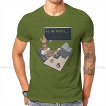 코딩로봇 프로그래머 컴퓨터 코드 I am Root T 셔츠 클래식 그래픽 Tshirt 대형 o-넥 반팔, 08 육군 녹색_03 L