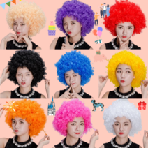 뽀글이가발 백발가발 할머니가발 레게 노래방 어린이, 점보가발 화이트