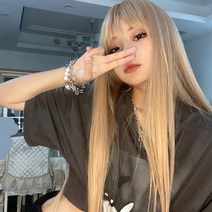 긴 생머리 가발 긴머리 통가발 자연스러운가발 롱가발 긴머리가발 여성통가발 생머리가발 앞머리 있는 통가, 1개, 라이트브라운