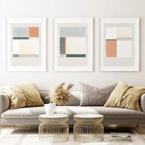 셀러허브 웜그레이 미니멀리즘 모던아트 그림 액자 3호 27x19cm, 3번／프레임액자(검정)