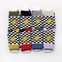 유어삭스 여자 양말 체스 스마일 골지 여성 긴목 양말