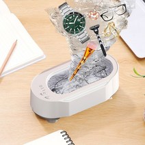 Fowod 가정용 무선 초음파 세척기 안경 세척기 시계 액세서리 메이크업 브러쉬 세척, 흰색