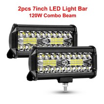 차량용 보조등 안개등 라이트 바 조명 ANMINGPU-4 인치 7 60W 120W LED 라이트 바 트럭 자동차 트랙터 SUV 4x4 보트 ATV 콤보 작업등 오프로드 운전 안개등, [02] 2pc 120W LED BAR