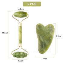 얼굴리프팅기계 쿨링마사지기 페이셜 마사기 기구 에 대 한 2pcs 옥 롤러 마사지 그린, 세트 b