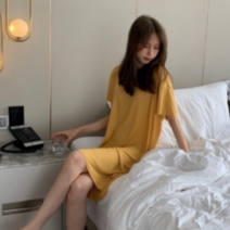 프리마비스타 여성 반팔 홈웨어 원피스 면 미니