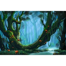 꿈꾸는 숲 동화 성 원더 랜드 정글 비닐 배경 아기 생일 웨딩 사진 스튜디오 소품, 90cmX60cm+ZU-FH-1019