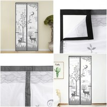 방문 현관문 모기장 도어 방충망 90X200 그레이 사슴 출입구모기장 자석모기장, 상세페이지 참조