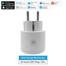 16A Tuya 스마트 플러그 WiFi 3680W EU 지능형 소켓 타이밍 콘센트 SmartLife APP 제어 Alexa Google 호환, CHINA_Eu 플러그 | 1Pcs