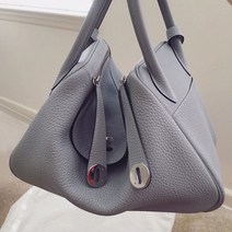 린디 백 두단 소가죽 리치 문양 닥터 여성 숄더 토트, 린넨블루ㅡ26ㅡ실버버튼