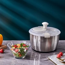 Yoiub 스테인리스 대용량 야채탈수기 3.5L 초대용량 야채와 과일이 담긴 물 바구니, 2