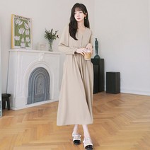 디커스텀 여성용 베이직 루즈핏 쉬폰 롱원피스