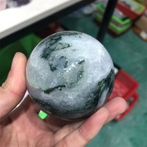 천연원석 수정구슬 홈 인테리어 천연 수석 자수정 호안석 흑요석 moss agate sphere 윤기나는 자연석 석영 크리스탈 치유 보석 볼 풍수 영기 장식, 이끼 마노, 40-60mm