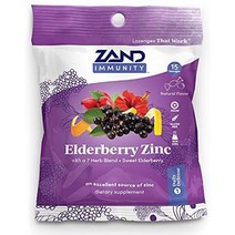 zand 면역 엘더베리 아연 허벌로젠지 | 면역 지원 인후 방울 | 사탕수수 설탕이나 옥수수 시럽 없음(12봉지 15개), 15카운트(1팩)