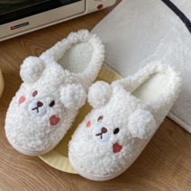 제니플라츠 양털뽀글이 하트베어 털슬리퍼