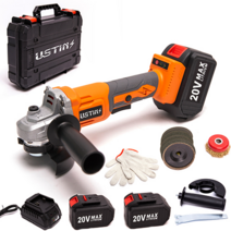 우스틴스 충전식 무선 전동 브러시리스 앵글 그라인더 절삭공구, 1세트(배터리 2개 포함)