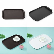 KY 양쪽 손잡이 사각 쟁반 컵받침 차판 디저트 혼밥 푸드 빵 트레이, 화이트(43.5cmx30.5cmx3.5cm)