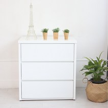 신가구갤러리 서랍장 올화이트 수납장 거실 5단 3단 와이드 600 830 870 1200, 3자3단서랍장