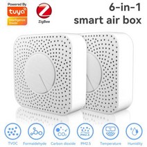 이산화탄소측정기 실내공기질관리법 Tuya WifiZigbee 스마트 에어 박스 CO2 공기 품질 모니터 온도 습도 측정기 센서 VOC 가스 감지기 APP 자동화 알람, 없음, 2pcs+2pcs