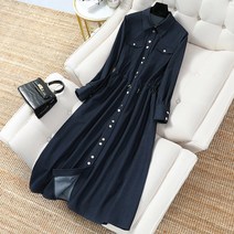 린온트리 롱 데님 원피스 코디 A라인 H라인 퍼프 프릴 뷔스티에 셔츠형 청 플러스