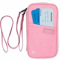 RFID 여권 지갑 백신 카드 슬롯 포함 가족 여행 여권 홀더 문서 정리함 가방 손목 및 목 더블 스트랩 포함 주황색. RFID 지갑