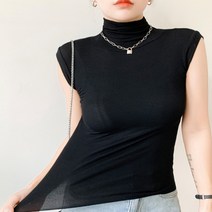 실켓 민소매 여성 목폴라 나시 티셔츠