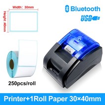 네임스티커 미니라벨기 라벨 메이커 프린터 스티커 블루투스 열 UV 기계 자체 접착 20mm-58mm 바코드, 02 Add 40x30Roll_03 AU 플러그