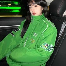 미국 빈티지 그린 야구 사이버 Y2k 기본 재킷 봄 의류 테크웨어 느슨한 BF 여성 의류 남성 겨울 겉옷
