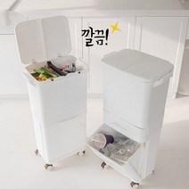 생활백서 가정용 대용량 재활용 분리수거함+재활용스티커 증정, 3단 분리수거함 서랍형+재활용 스티커 증정