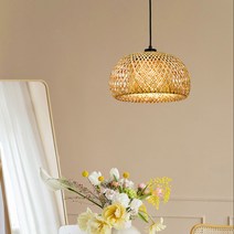 라탄 식탁등 1등 대나무 조명 우드 감성 카페 상가 포인트 인테리어 펜던트 조명, 라탄 식탁등 램프 주백색(아이보리빛)