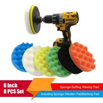 자동차 폴리싱 패드 스폰지 버핑 왁싱 폴리시 버퍼 8 개 세트/5/6/7 인치 드릴 휠 폴리셔 스크래치 제거 연마 세트, 6 Inch