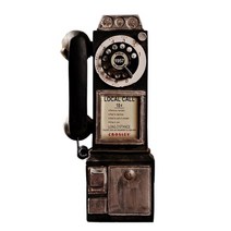 수화기 집 전화기 일반 유선 옛날 레트로 가정용 빈티지 엔틱 회전 클래식 룩 다이얼 공중 전화 모델 부스 홈 장식 장식 tslm, 검은색