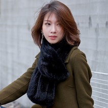 고급밍크 겨울 무드 블랙 밍크 롱 넥워머 여 양면 퍼 도톰 짜임 따뜻한 머플러