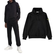 [스톤아일랜드] 22FW 와펜 기모 후드티 블랙 771564120 V0029