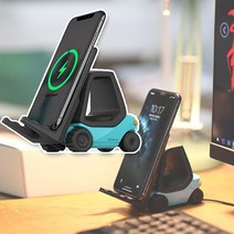 LinDesign 마그네틱 무선 충전기 지게차형 휴대폰 거치대 급속 충전, 블루