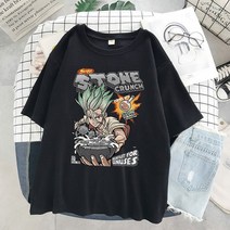 옴니뷰 Anime T-shirt men Graphic Cartoon Titan Attack Shingeki No Kyojin 티셔츠 하라주쿠 오버사이즈, 02 S9198-Black_03 M