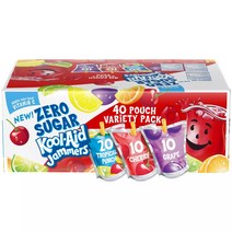 Kool Aid Jammers Drink 쿨 에이드 재머스 트로피칼 체리 포도 무설탕 과일 음료 3종 177ml 40팩