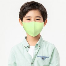 워너빅 국내제작 그린 면 마스크 키즈 어린이 주니어 아동 초등학생 중학생7세부터 13세까지, 1개
