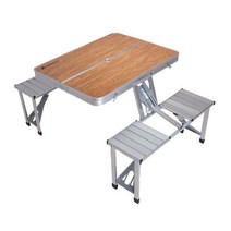 캔버라 브라운 알루미늄 파라솔 테이블, 혼합 색상