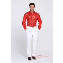 남자실크셔츠 세트 컬러 글리터 남방 바지 남성 파티 공연복 무대 대합창 공연 옷