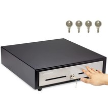 POS(POS) 시스템용 40.6cm(16인치) 수동 푸시 오픈 현금 등록기 서랍 지폐 5개/동전 슬롯 8개가 있는 튼튼한 블랙 틸 완전히 탈착식 머니 트레이 및 더블 미디어, 16 - 5 Bill 8 Coin_Black and S