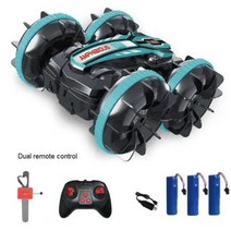 RC Car 4WD 원격 제어 차량 24G 수륙 양용 스턴트 RC 자동차 양면 롤러 SUV 전기 장난감 소년을 위한 생일 선물 취미 아이들 카레이싱, Dual Blue 3B
