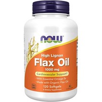 NOW Supplements Flax Oil 1000 mg made with Organic Flax Oil High Lignan 120 Softgels, One Color, One Size