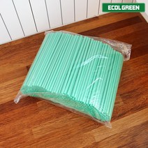 에콜그린 생분해 PLA 일회용 일자 빨대 500개 화이트 블랙 그린, 1개, 일자_그린500개입
